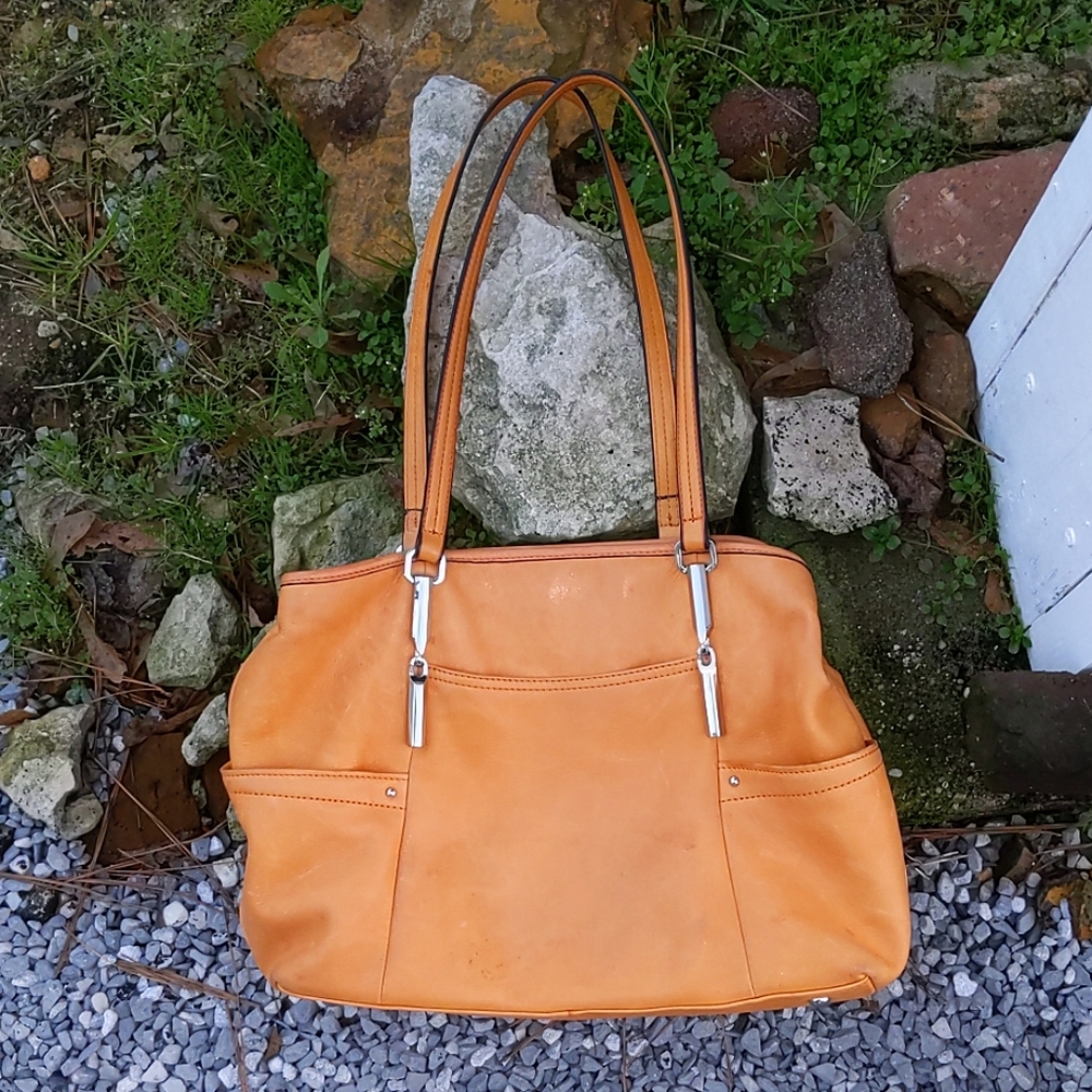 B. Makowsky Cognac Leather Shoulder Bag